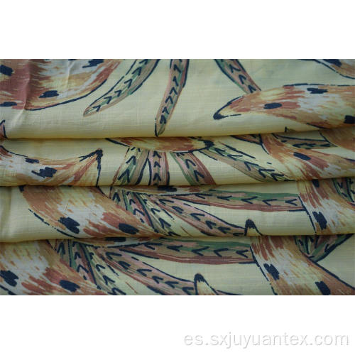 Rayón Poliéster Slub Tencel Like Print Tejido